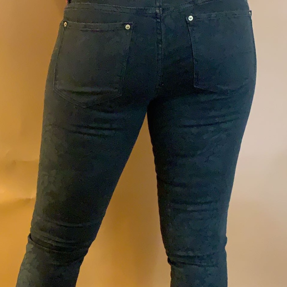 Black Floral painted Jeans